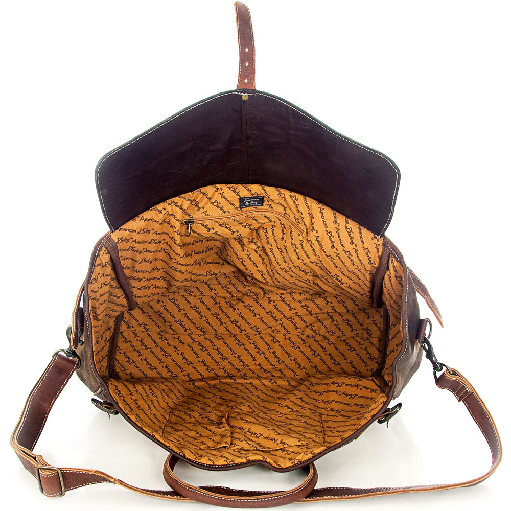 LC-ADBG643 Tooled Leather & Saddle Blanket Duffel Bag Western Travel Weekender by American Darling