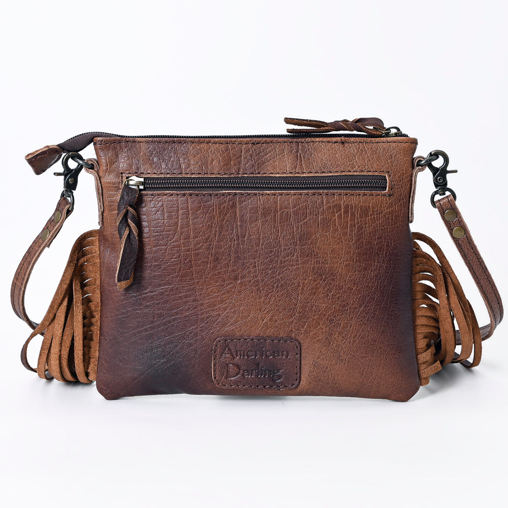 American Darling Western Leather Crossbody Bag Hair-On Cowhide with Fringe