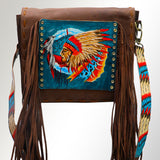 LC-ADBGM109 Fringed Leather Western Crossbody Bag - Painted Artwork