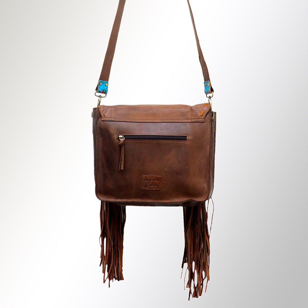 LC-ADBGM109 Fringed Leather Western Crossbody Bag - Painted Artwork