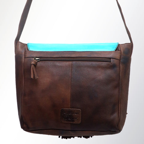 ADBGM118 Hand-Painted Leather Fringe Crossbody Bag - Western Scene Artwork