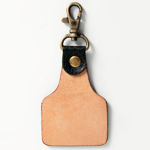 LC-ADKR169 Tooled Leather Keychain Desert Night Scene with Cactus & Moon