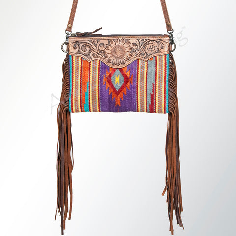 American Darling Western Cross body Bag Hand-Tooled Leather & Saddle Blanket