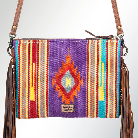 American Darling Western Cross body Bag Hand-Tooled Leather & Saddle Blanket
