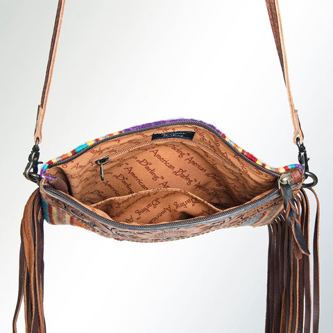 American Darling Western Cross body Bag Hand-Tooled Leather & Saddle Blanket