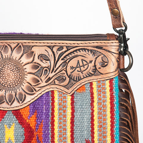 American Darling Western Cross body Bag Hand-Tooled Leather & Saddle Blanket