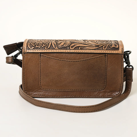 American Darling Hand-Tooled Western Leather Hair-On Hide Wallet Crossbody Bag