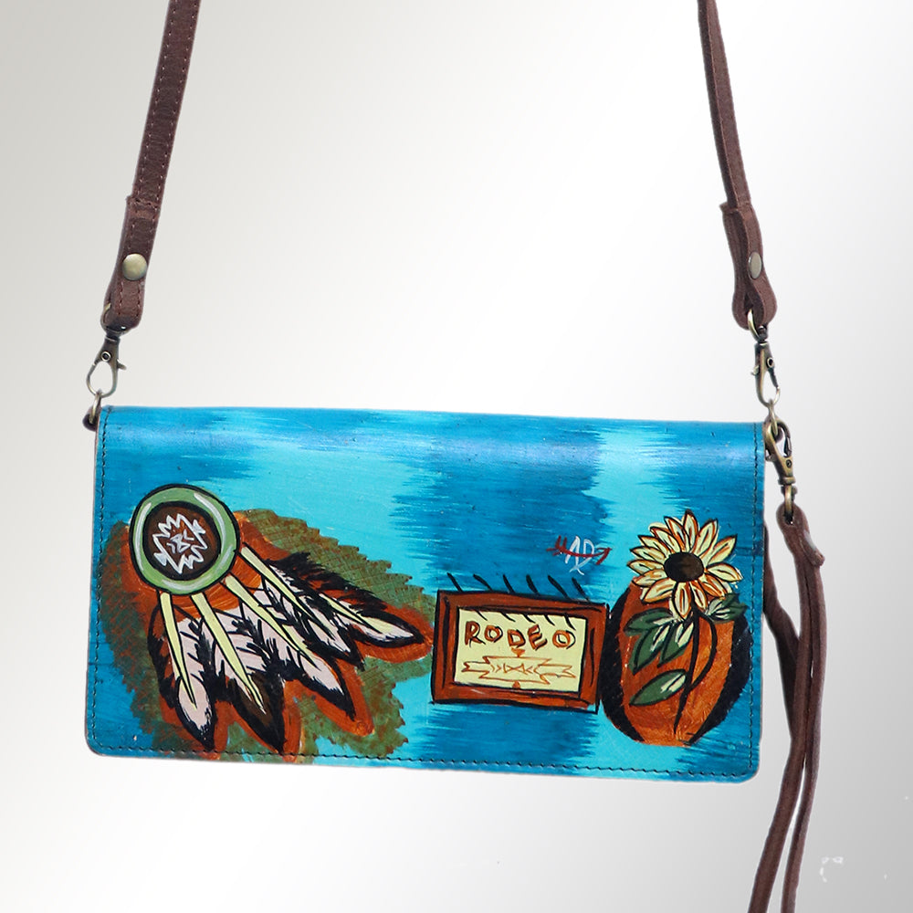 LC-ADBGM169 Hand-Painted Leather Crossbody Purse - Multiple Western Scene
