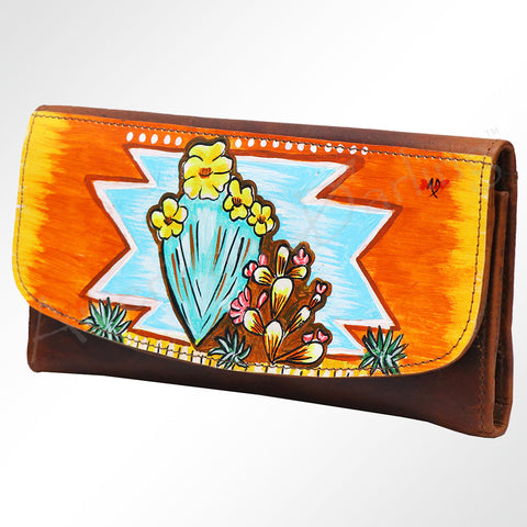 Hand-Painted Scene Leather Wallet - Southwestern Western Design