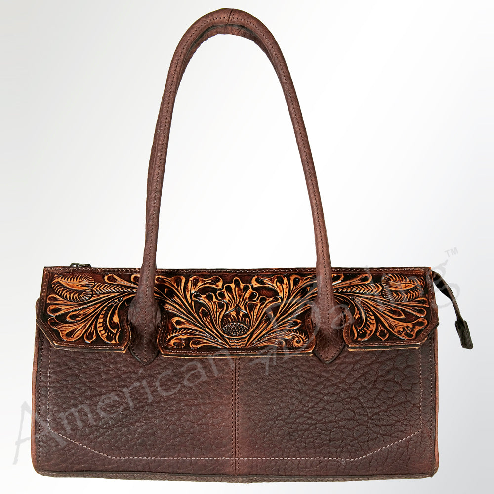 LC-ADBGZ384 Hand Tooled Leather Tote Bag - Structured Western Floral Shoulder Purse
