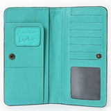 ADBG1687 Suede Leather Wallet with White Whipstitch Embroidery - Western Style