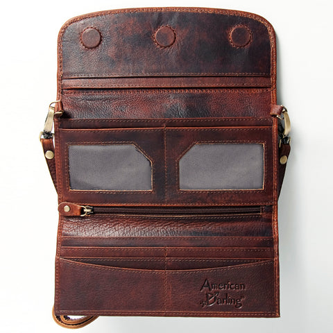 Western Floral Tooled Leather Wallet - Boho Rodeo Clutch