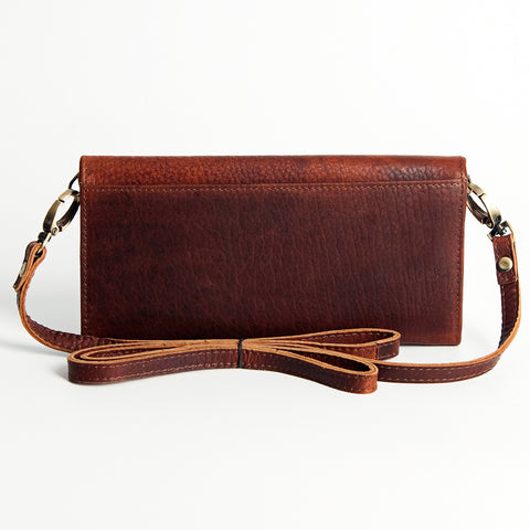 Western Floral Tooled Leather Wallet - Boho Rodeo Clutch