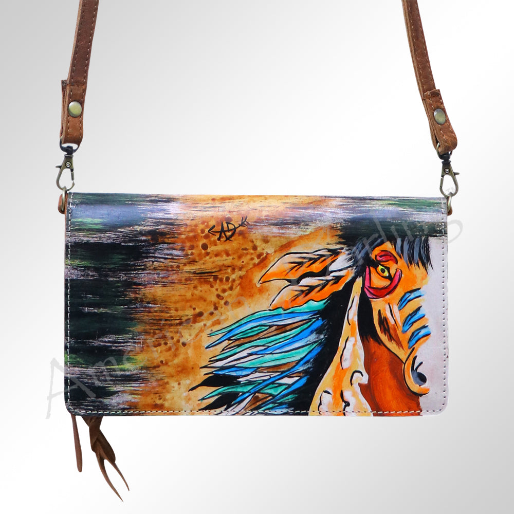 LC-ADBGM169 Hand-Painted Leather Crossbody Purse - Multiple Western Scene