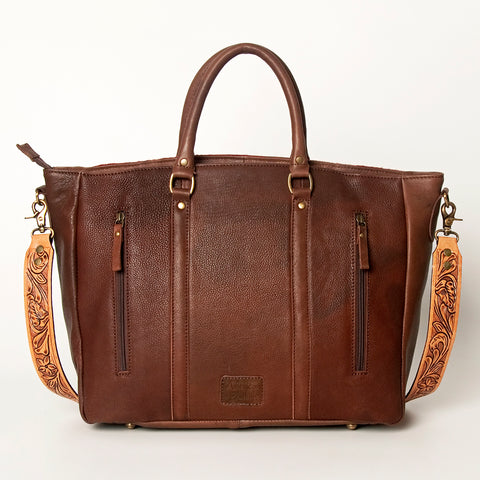 American Darling Hand Tooled Saddle Blanket Genuine Leather Tote Bag