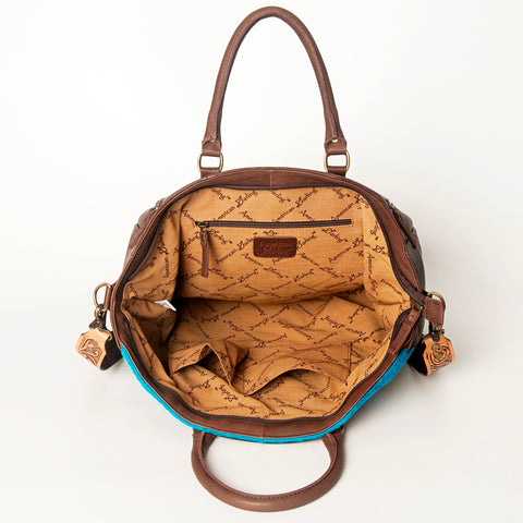 American Darling Hand Tooled Saddle Blanket Genuine Leather Tote Bag