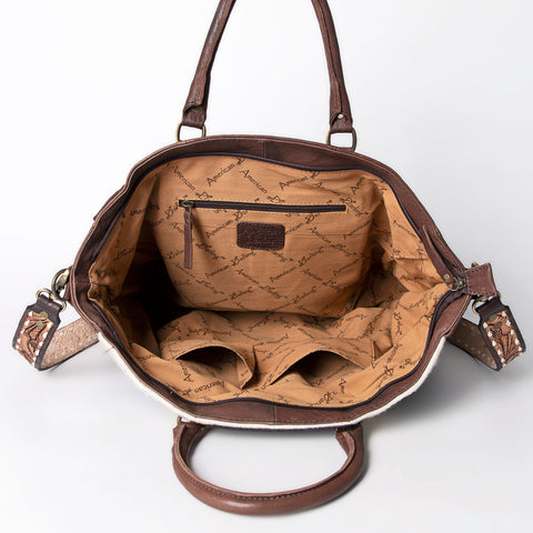 American Darling Hand Tooled Saddle Blanket Genuine Leather Tote Bag