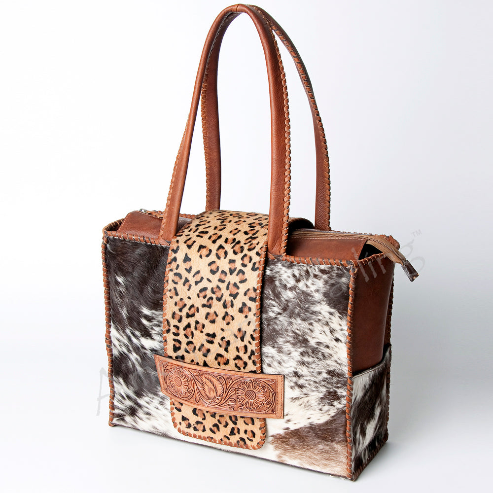 LC-ADBGZ463 Leopard Print & Cowhide Western Tote Bag - American Darling