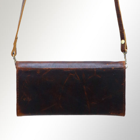 Hand-Painted Leather Crossbody Clutch - Western Design by American Darling