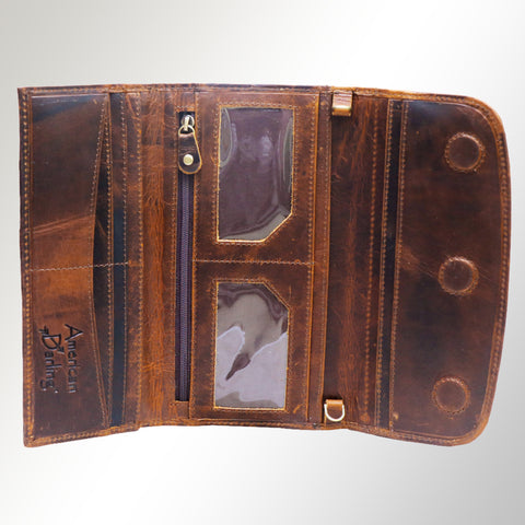 Hand-Painted Leather Crossbody Clutch - Western Design by American Darling