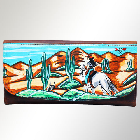 Hand-Painted Leather Crossbody Clutch - Western Design by American Darling