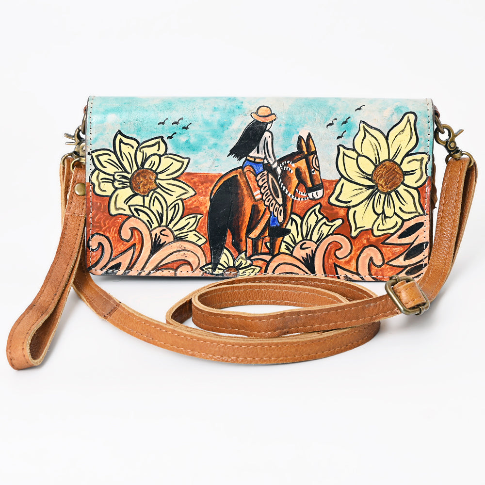 LC-ADBGM169 Hand-Painted Leather Crossbody Purse - Multiple Western Scene