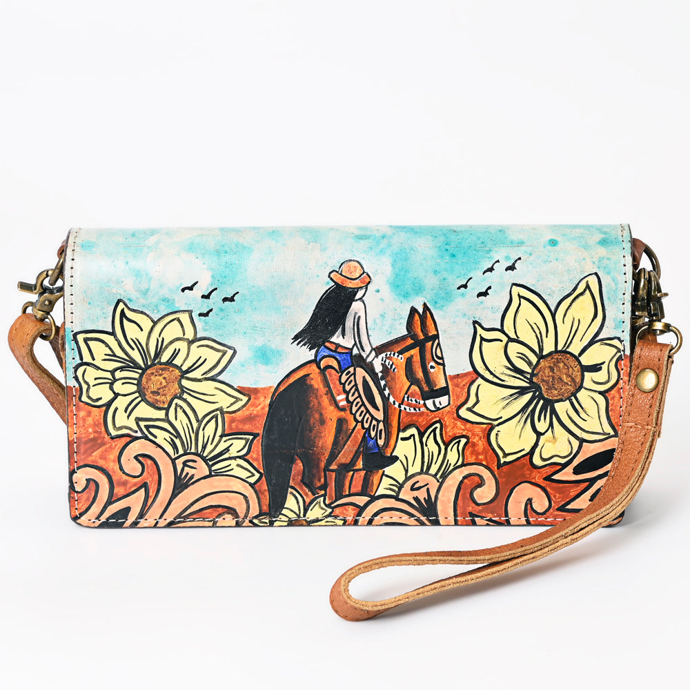 LC-ADBGM169 Hand-Painted Leather Crossbody Purse - Multiple Western Scene