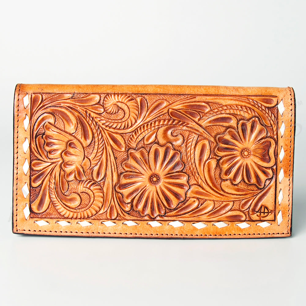 LC-ADBGZ291A Floral Hand-Tooled Leather Women Wallet - Western Rodeo Style