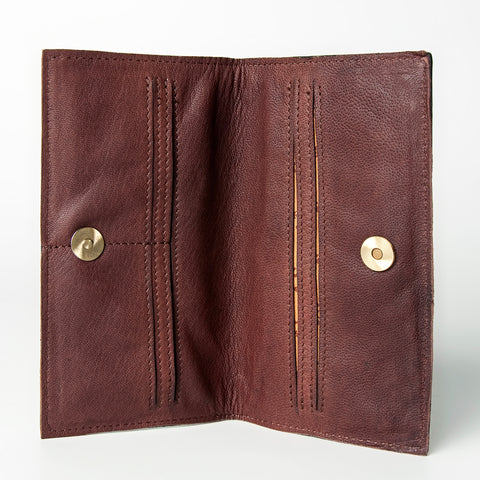 LC-ADBGZ291A Floral Hand-Tooled Leather Women Wallet - Western Rodeo Style