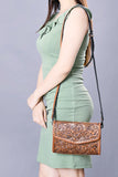 ADBG1133 Hand-Tooled Western Leather Crossbody Wallet-Genuine Cowhide Bag by American Darling