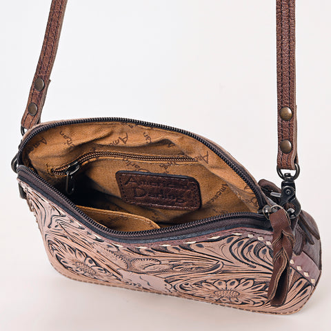 American Darling Hand Tooled Western Leather Crossbody - Floral Carved Full Grain Leather