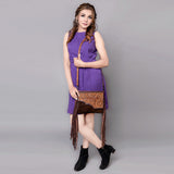 LC-ADBGZ279A Tooled Leather Flap Bag - Hair-On Hide Western Crossbody with Fringe