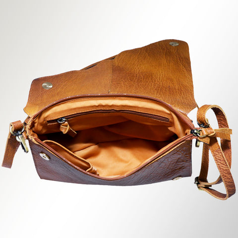 ADBGM232 Hand-Painted Leather Bag with Structured Silhouette and Interior Pockets