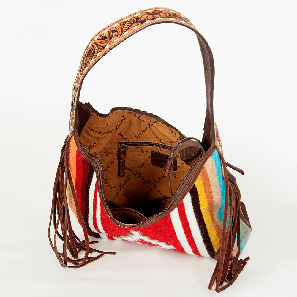 LC-ADBGA212 American Darling Hobo Bag Saddle Blanket with Tooled Leather & Fringe