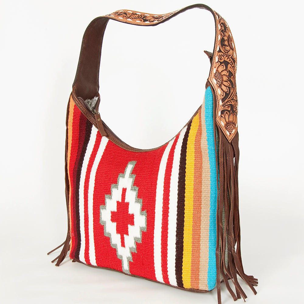 LC-ADBGA212 American Darling Hobo Bag Saddle Blanket with Tooled Leather & Fringe