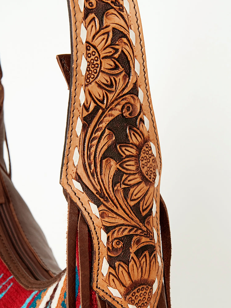 LC-ADBGA212 American Darling Hobo Bag Saddle Blanket with Tooled Leather & Fringe