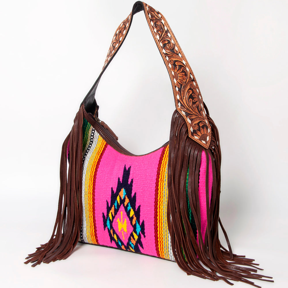 LC-ADBGA212 American Darling Hobo Bag Saddle Blanket with Tooled Leather & Fringe