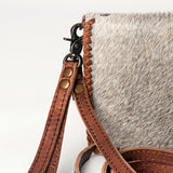 ADBG485 Hair-On Cowhide Organiser bag with Leather Whipstitch Trim