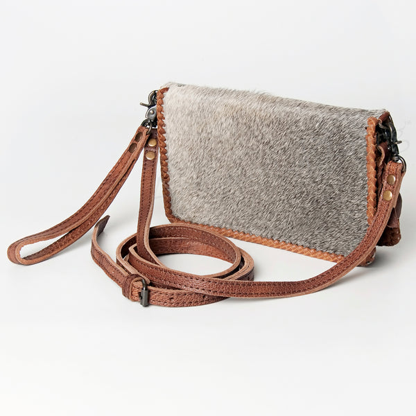 ADBG485 Hair-On Cowhide Organiser bag with Leather Whipstitch Trim