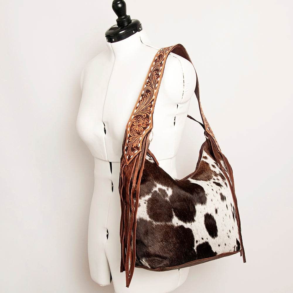 LC-ADBGA214 American Darling Hobo Bag Hair-On Hide with Tooled Leather Strap