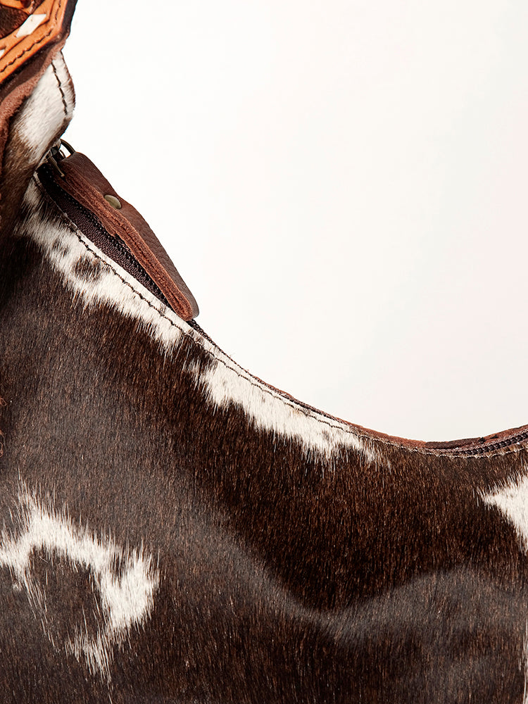 LC-ADBGA214 American Darling Hobo Bag Hair-On Hide with Tooled Leather Strap