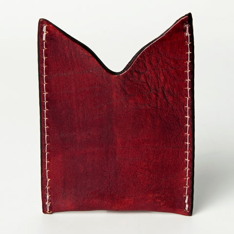 ADCCF106 Hand-Tooled Leather Card Holder - Western Bull Skull & Floral Design