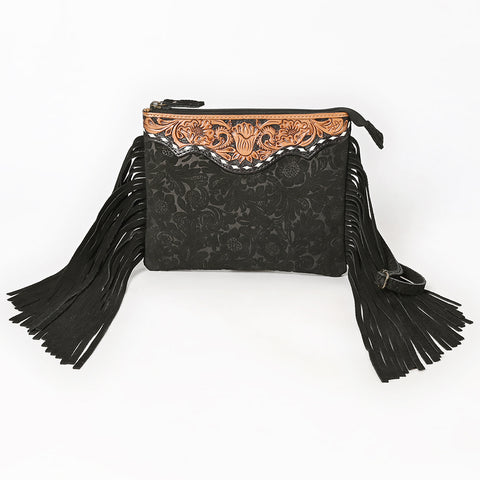 ADBG109 American Darling Hand-Tooled and Floral Embossed Leather Western Crossbody Bag