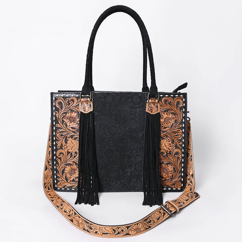 American Darling Western Leather Tote Bag - Hand Tooled Floral Carved Damascus Purse
