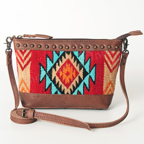 American Darling Western Leather Cross body Bag - Handcrafted Woven Saddle Blanket Purse