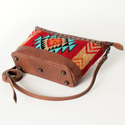 American Darling Western Leather Cross body Bag - Handcrafted Woven Saddle Blanket Purse