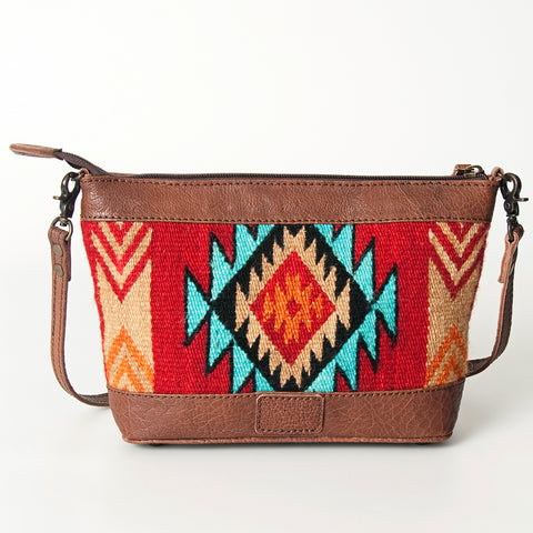 American Darling Western Leather Cross body Bag - Handcrafted Woven Saddle Blanket Purse