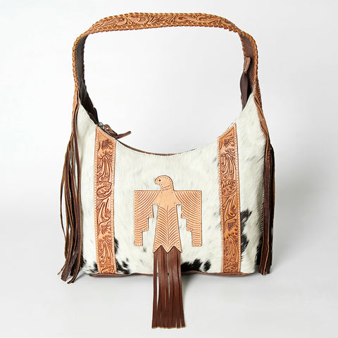 American Darling Hair-on-Hide & Hand-Tooled Leather Thunderbird Hobo Bag