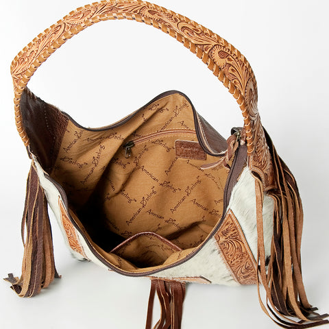 American Darling Hair-on-Hide & Hand-Tooled Leather Thunderbird Hobo Bag