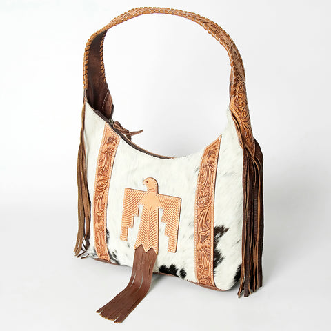 American Darling Hair-on-Hide & Hand-Tooled Leather Thunderbird Hobo Bag